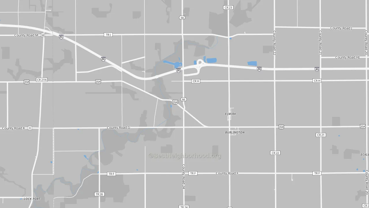 Transit Grade map of Elmira, OH