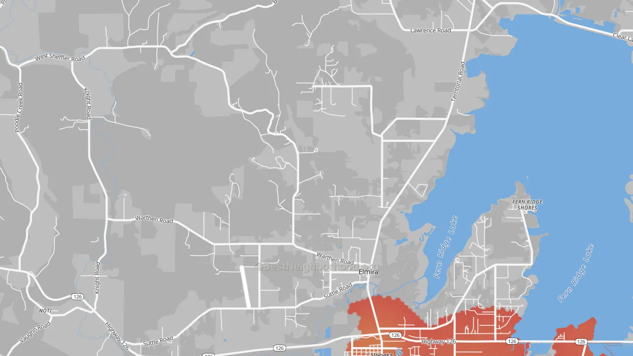 Transit Grade map of Elmira, OR