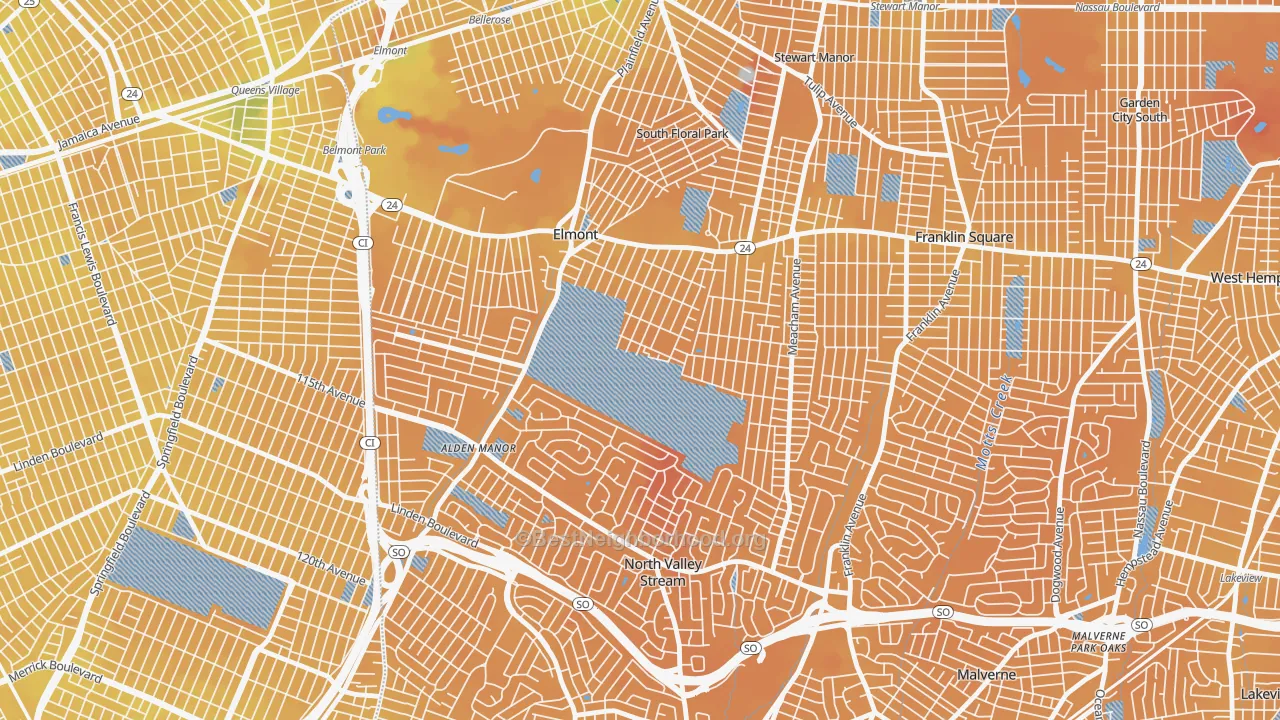 Transit Grade map of Elmont, NY