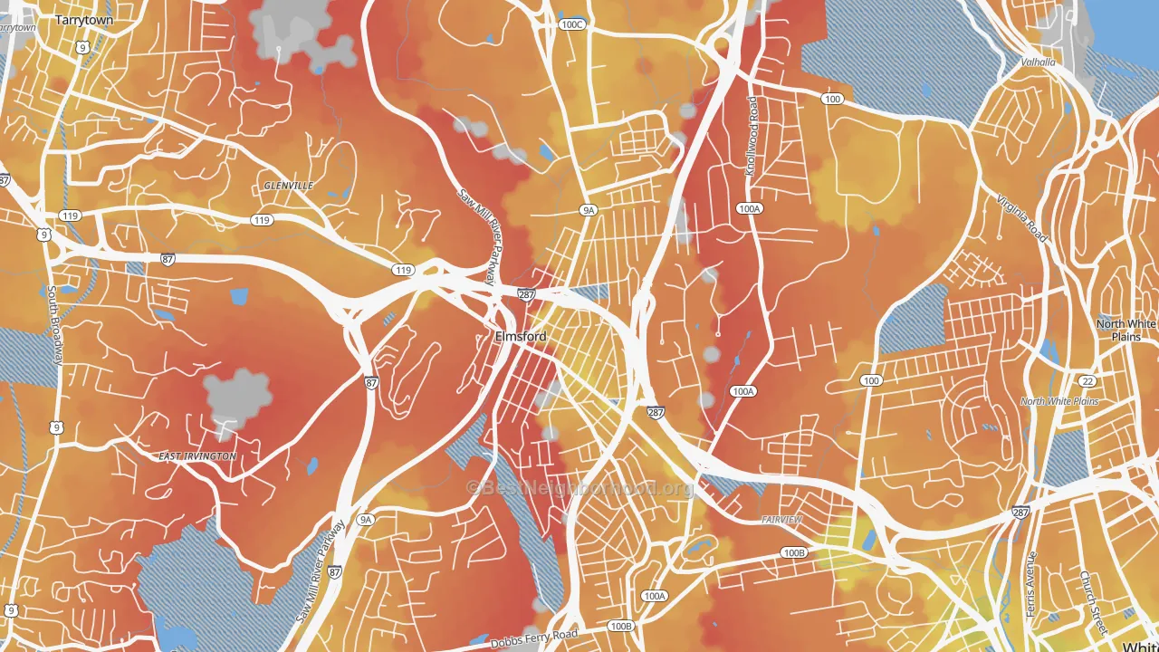 Transit Grade map of Elmsford, NY