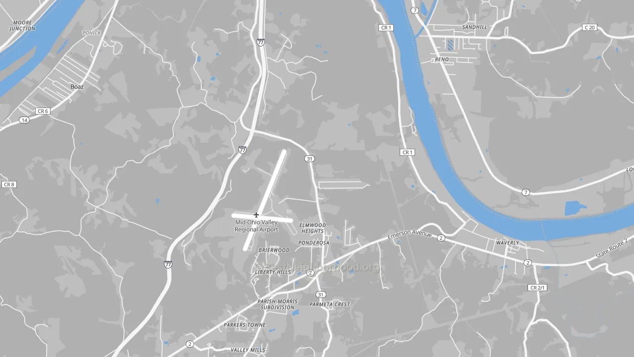 Transit Grade map of Elmwood Heights, WV