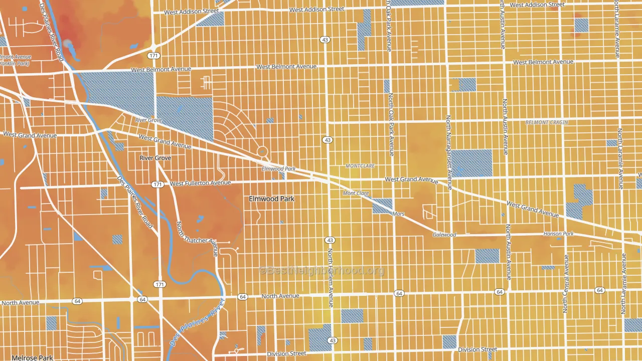 Transit Grade map of Elmwood Park, IL
