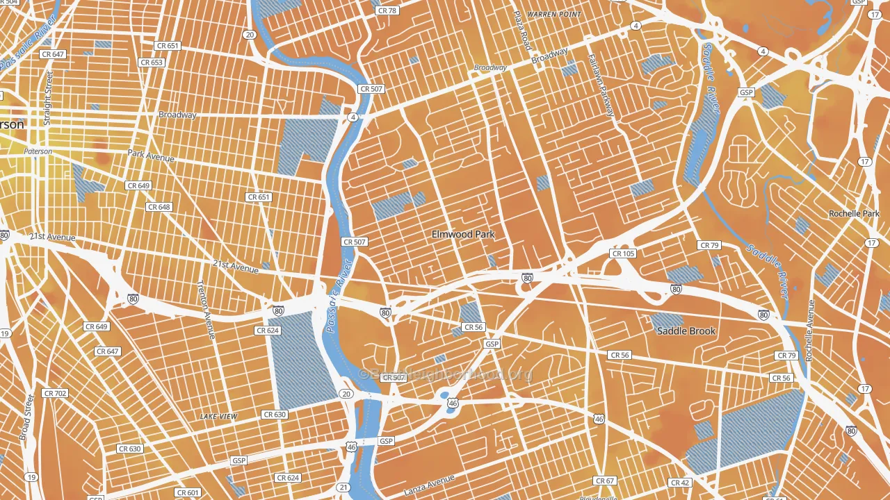 Transit Grade map of Elmwood Park, NJ