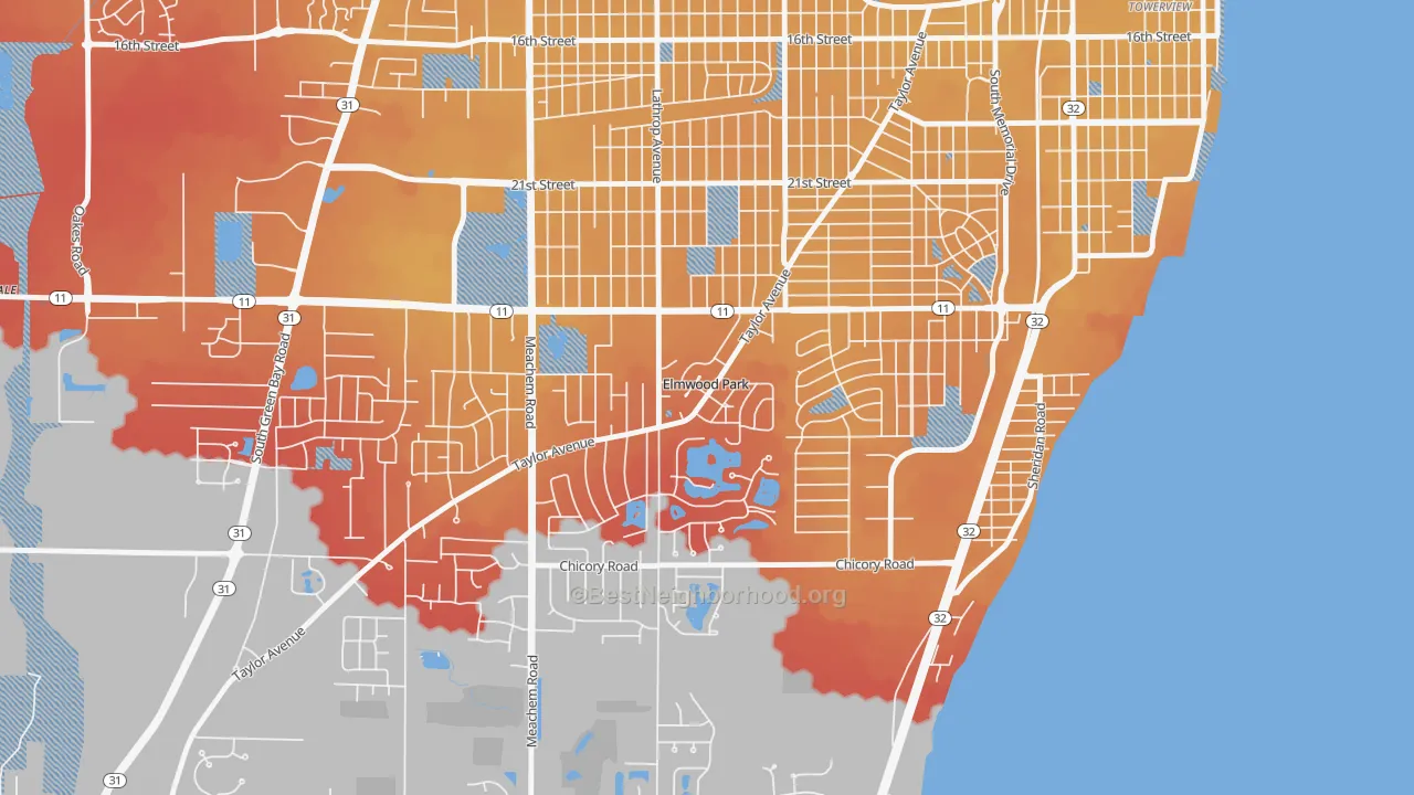 Transit Grade map of Elmwood Park, WI