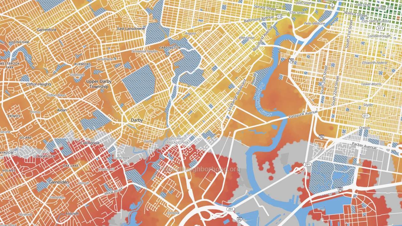 Transit Grade map of Elmwood, Philadelphia, PA