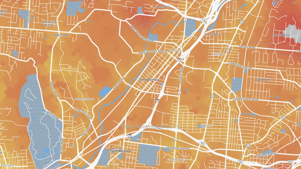 Transit Grade map of Elmwood Place, OH
