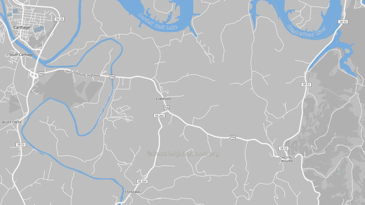 Transit Grade map of Elmwood, TN
