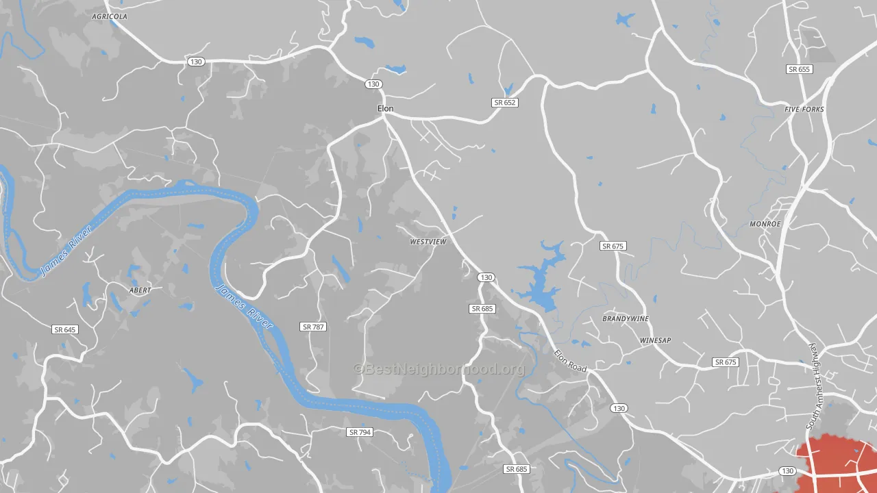 Transit Grade map of Elon, VA