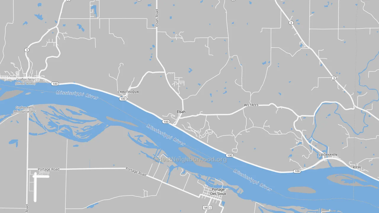 Transit Grade map of Elsah, IL