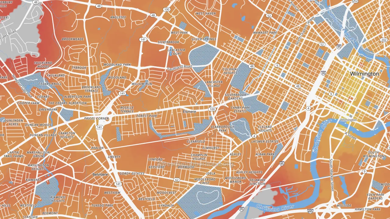Transit Grade map of Elsmere, DE