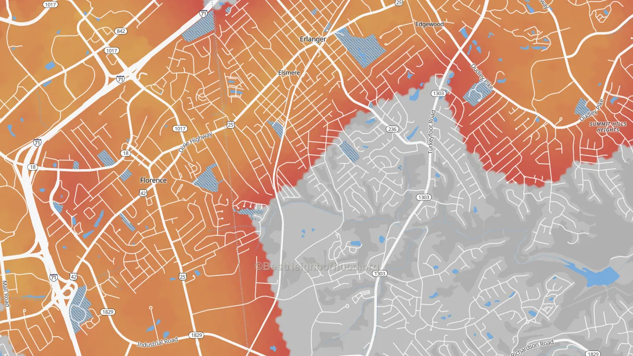 Transit Grade map of Elsmere, KY