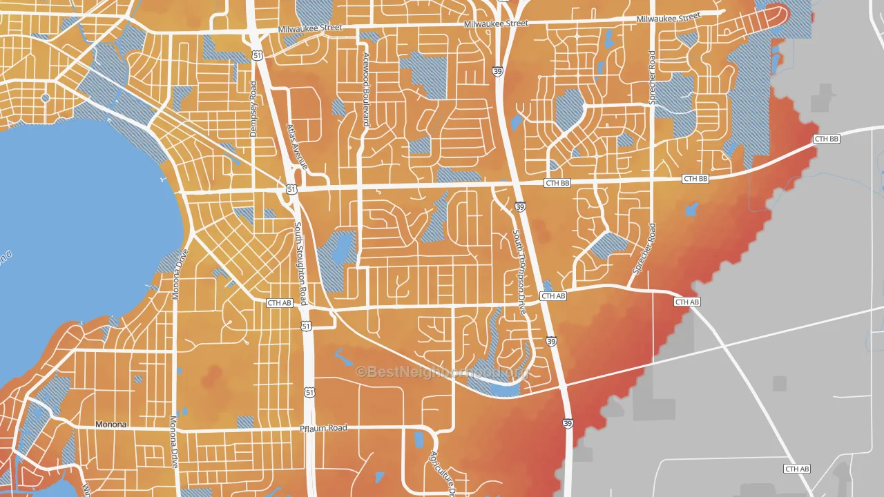 Transit Grade map of Elvehjem, Madison, WI