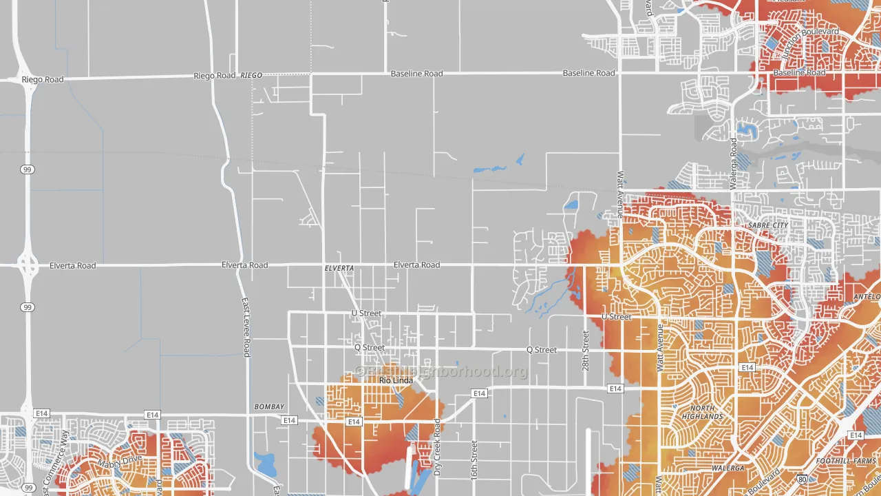 Transit Grade map of Elverta, CA