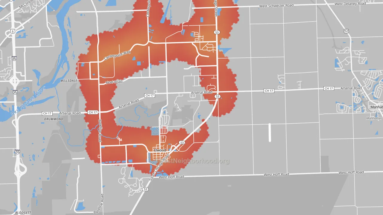 Transit Grade map of Elwood, IL