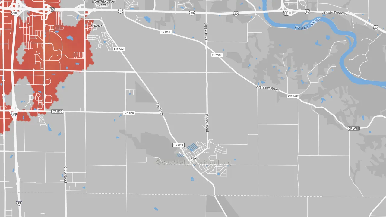 Transit Grade map of Ely, IA