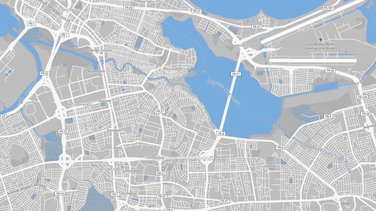 Transit Grade map of Embalse San Jose, San Juan, PR