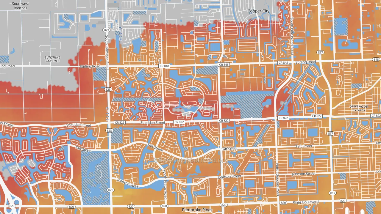 Transit Grade map of Embassy Lakes, Cooper City, FL