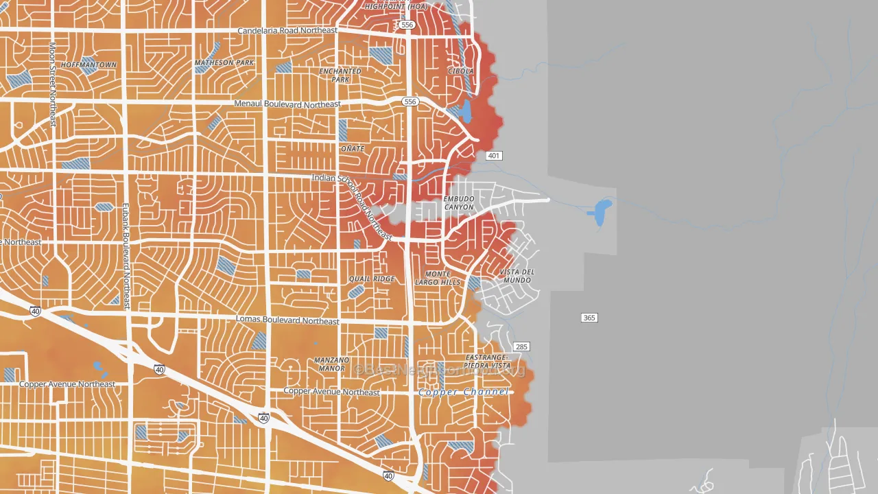 Transit Grade map of Embudo Canyon, Albuquerque, NM