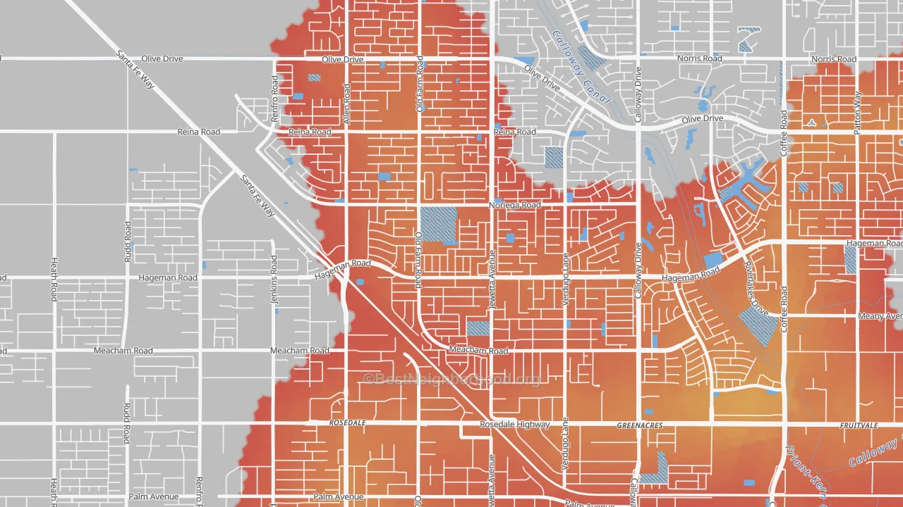 Transit Grade map of Emerald Estates, Bakersfield, CA