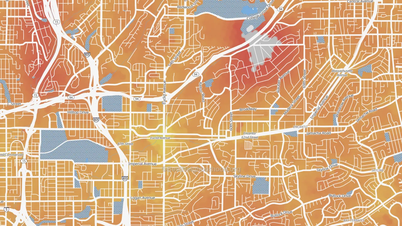 Transit Grade map of Emerald Hills, San Diego, CA
