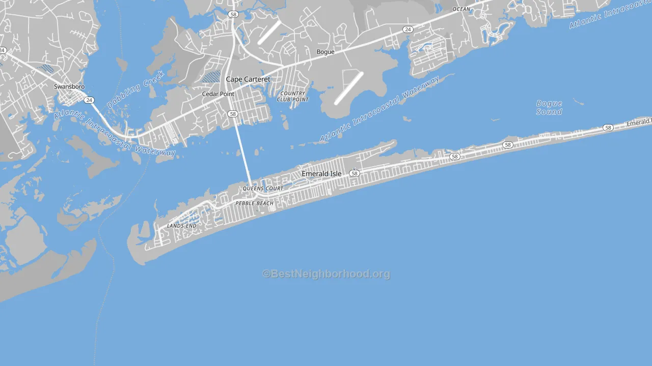 Transit Grade map of Emerald Isle, NC