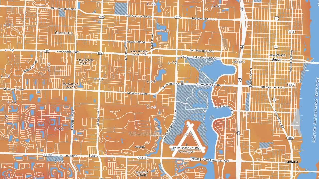 Transit Grade map of Emerald Lake-Miami, Lake Worth, FL