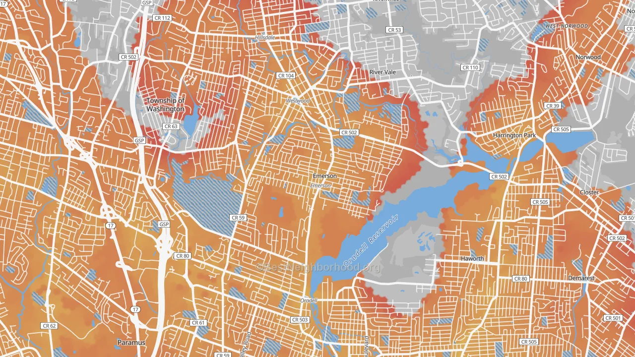 Transit Grade map of Emerson, NJ