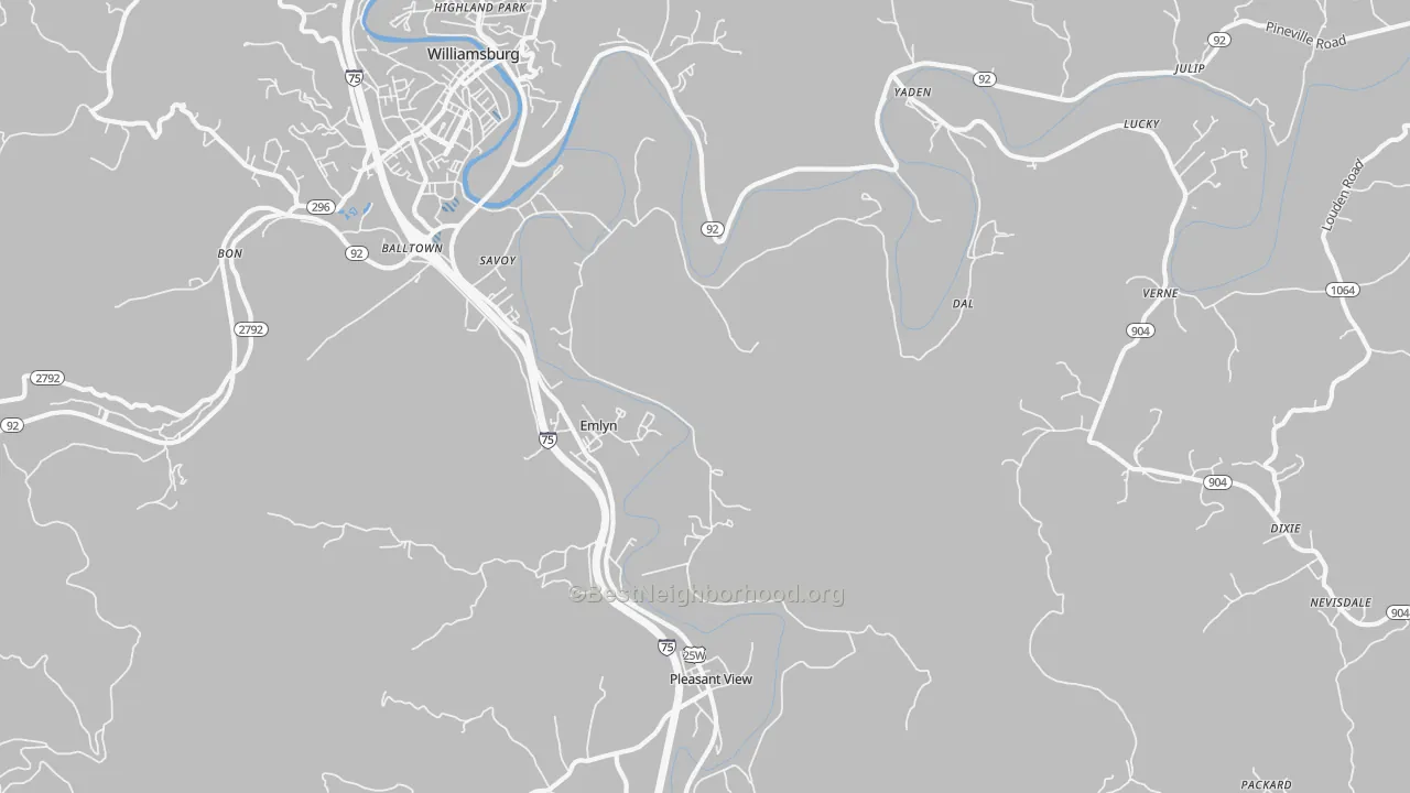 Transit Grade map of Emlyn, KY