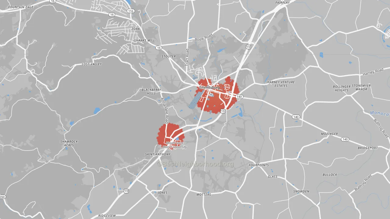 Transit Grade map of Emmitsburg, MD