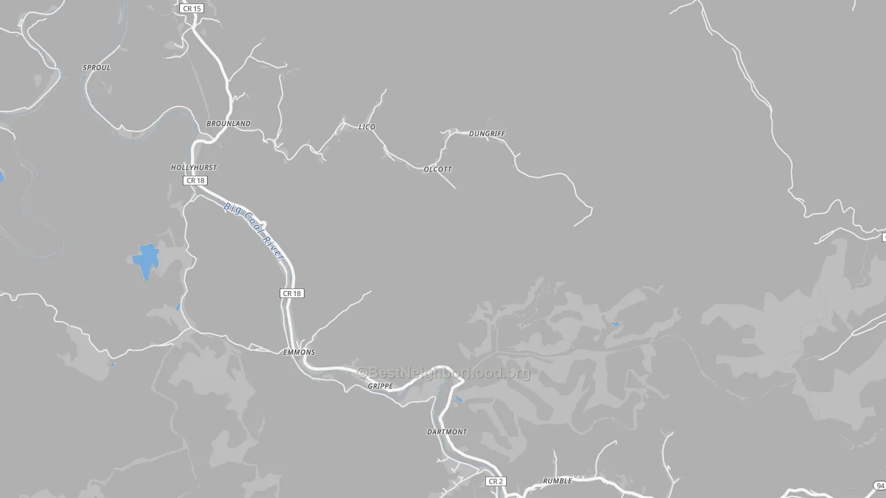Transit Grade map of Emmons, WV