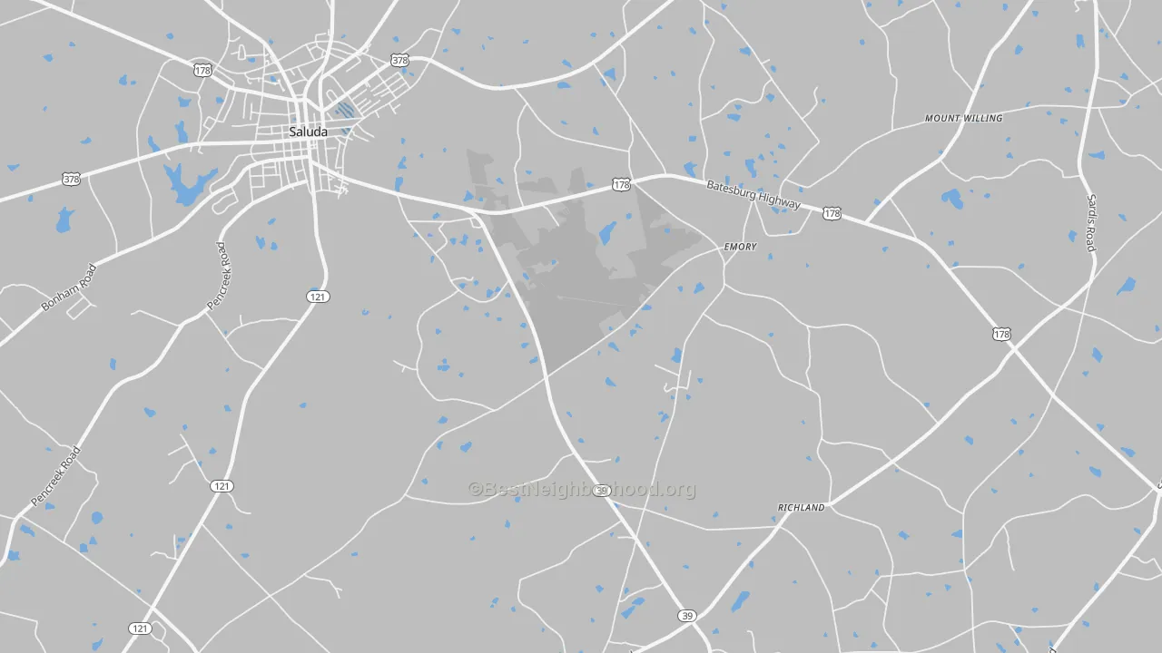 Transit Grade map of Emory, SC