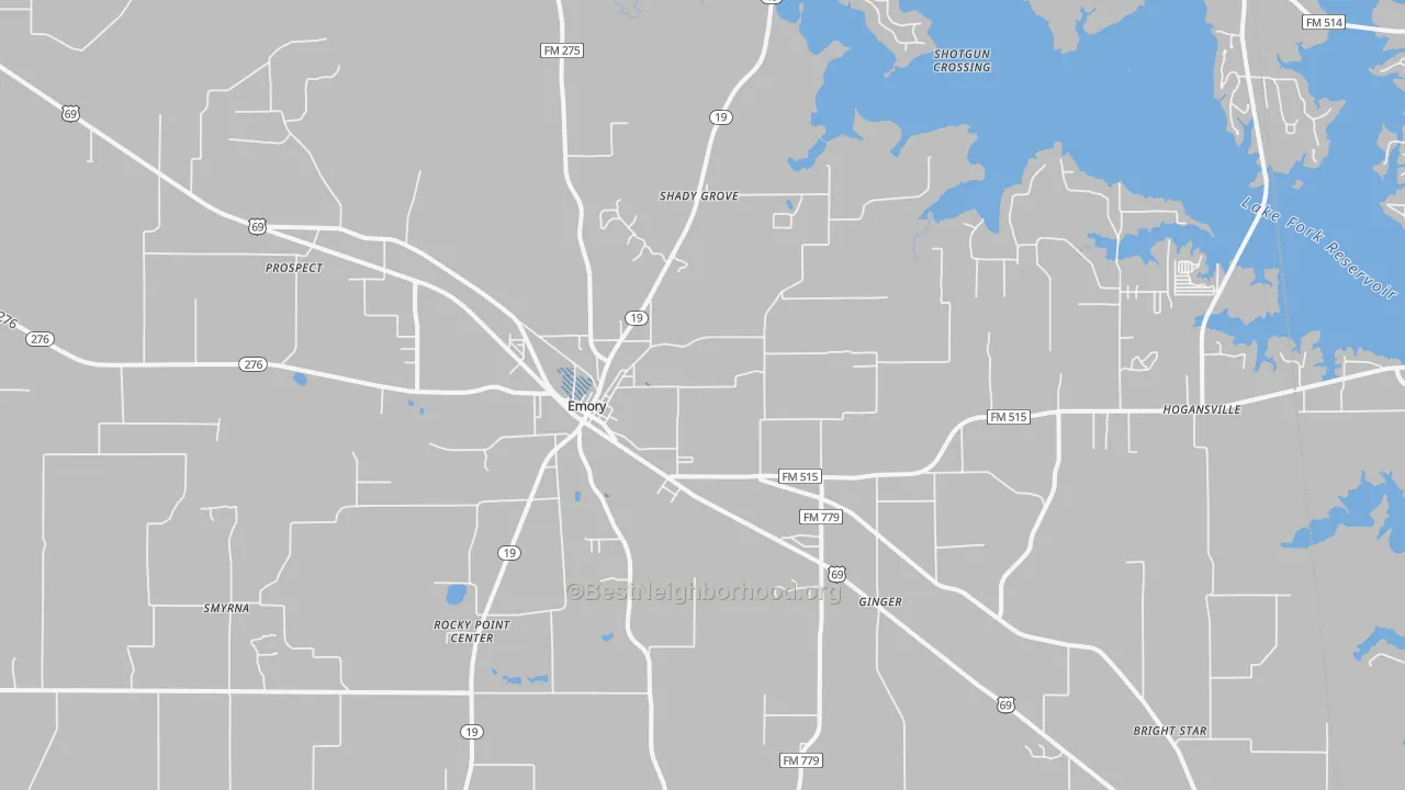 Transit Grade map of Emory, TX