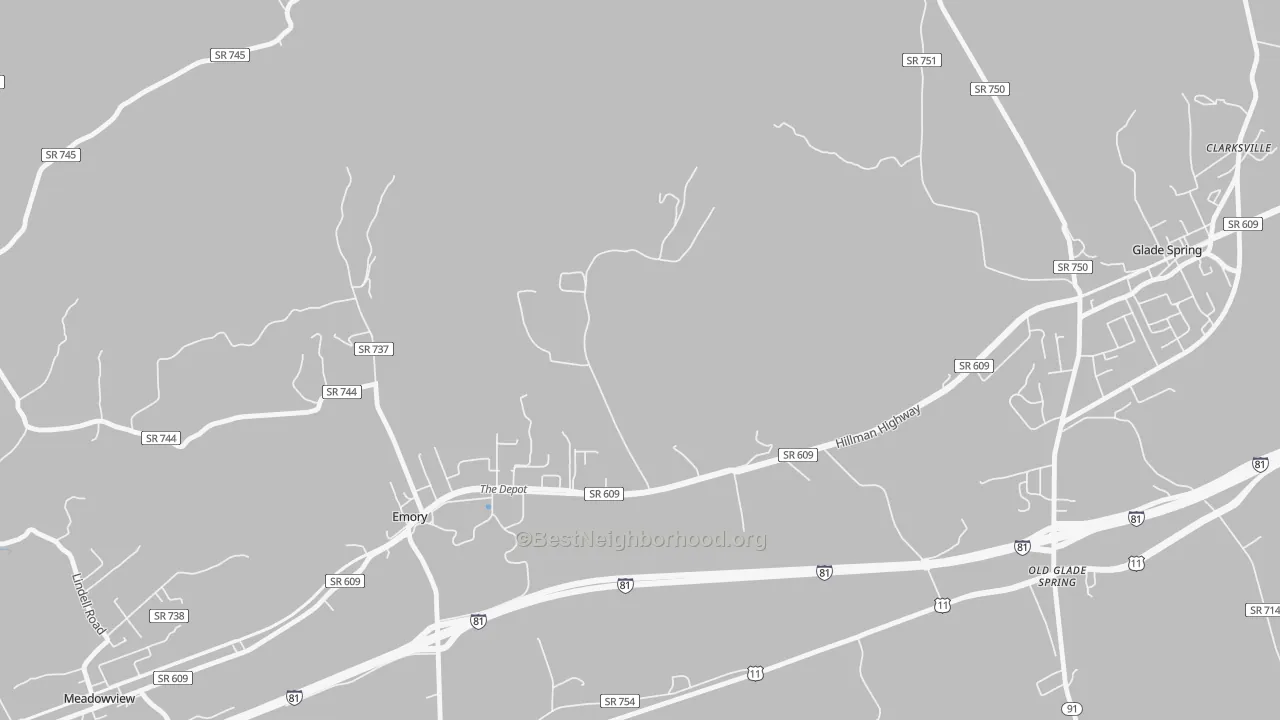 Transit Grade map of Emory, VA