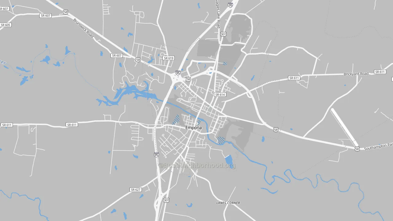 Transit Grade map of Emporia City, VA