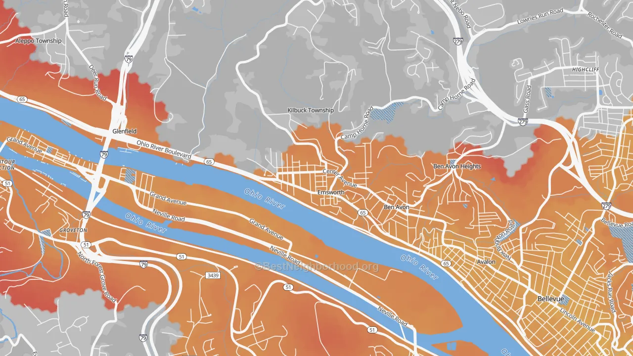 Transit Grade map of Emsworth, PA