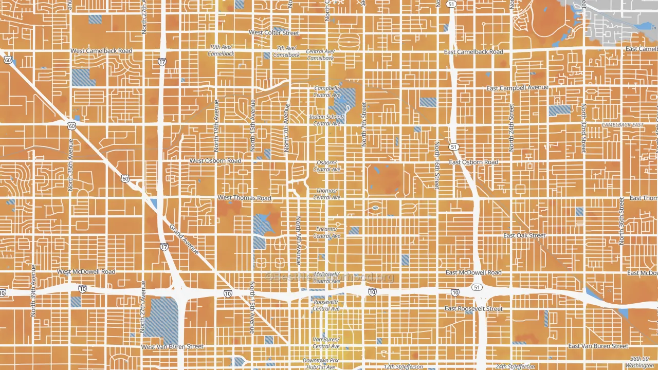 Transit Grade map of Encanto, Phoenix, AZ