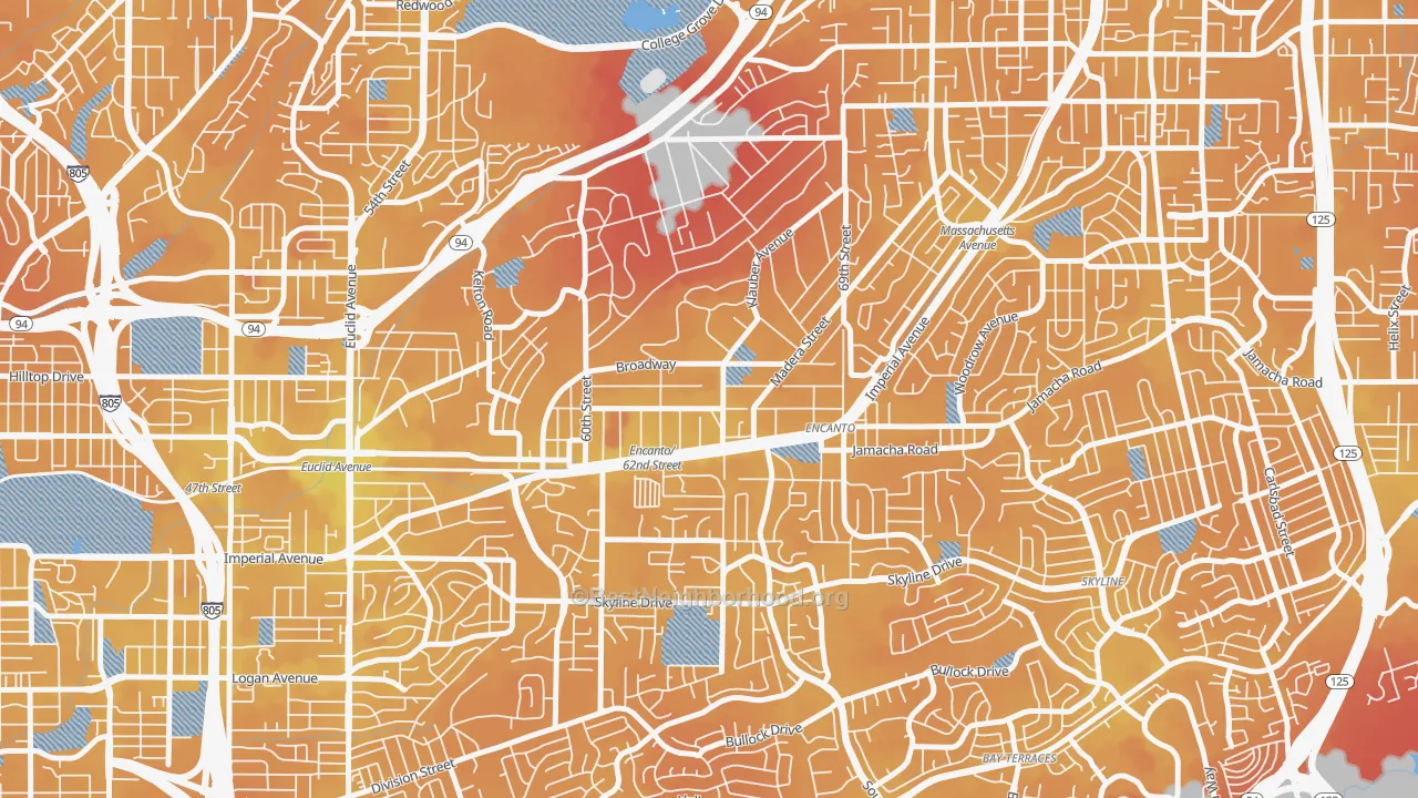 Transit Grade map of Encanto, San Diego, CA
