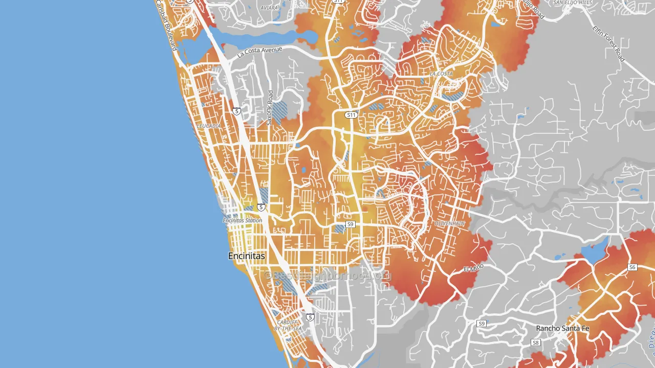Transit Grade map of Encinitas, CA