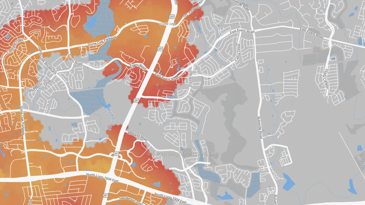 Transit Grade map of Encino Park, San Antonio, TX