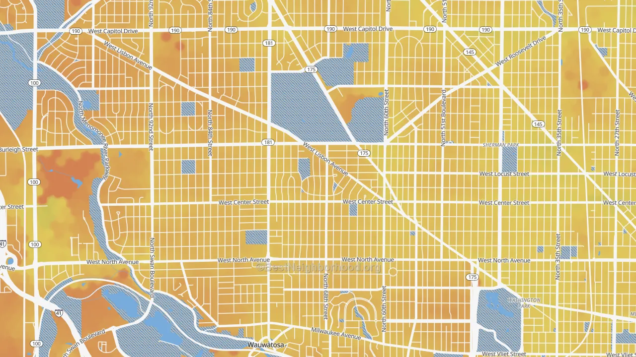 Transit Grade map of Enderis Park, Milwaukee, WI
