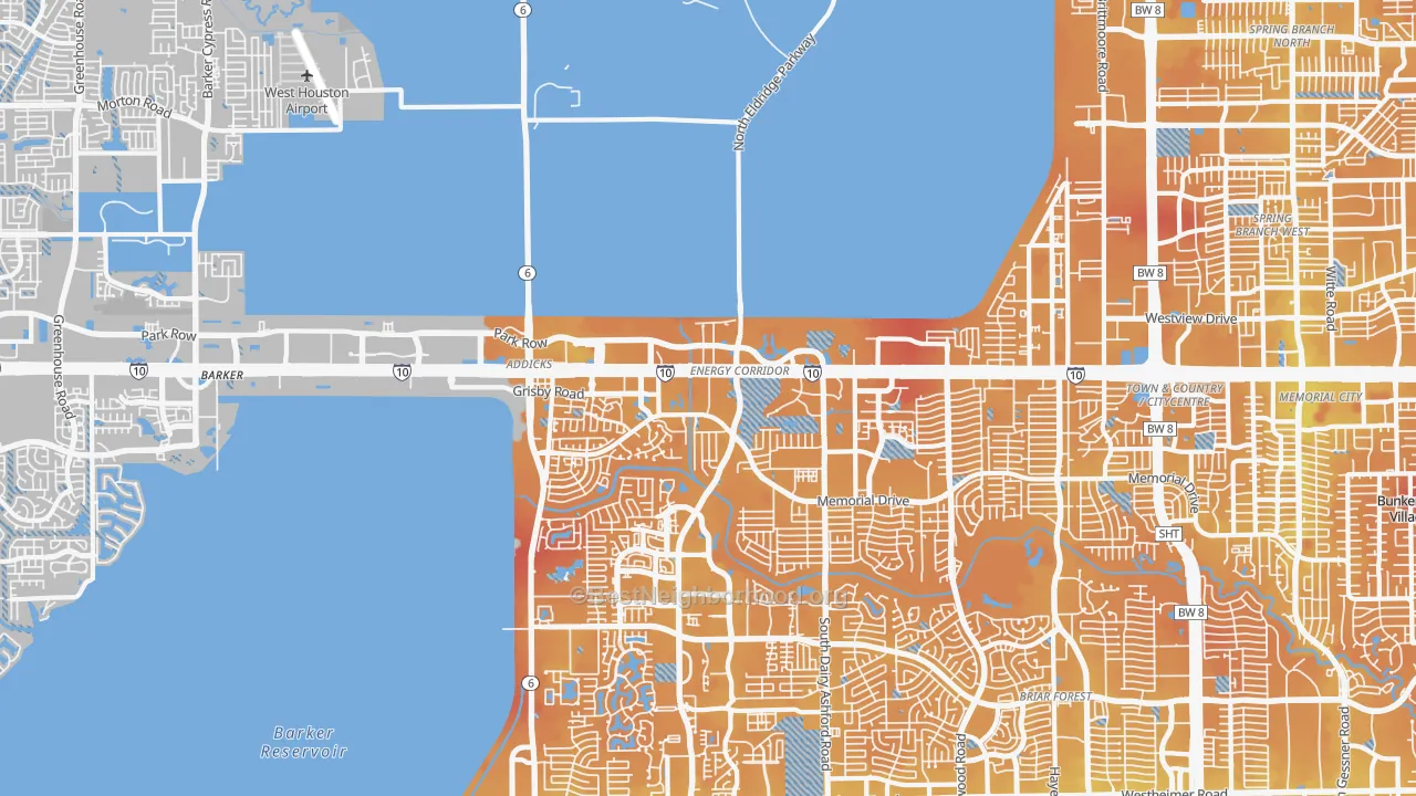 Transit Grade map of Energy Corridor, Houston, TX