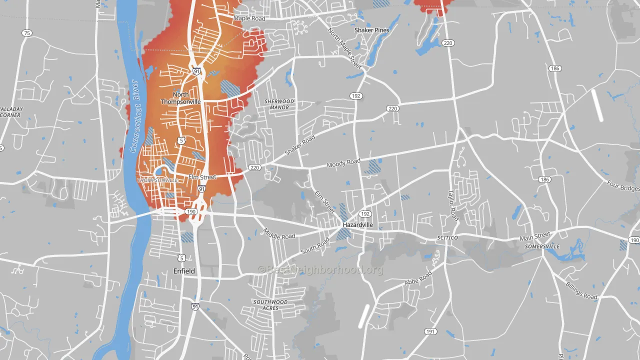 Transit Grade map of Enfield, CT