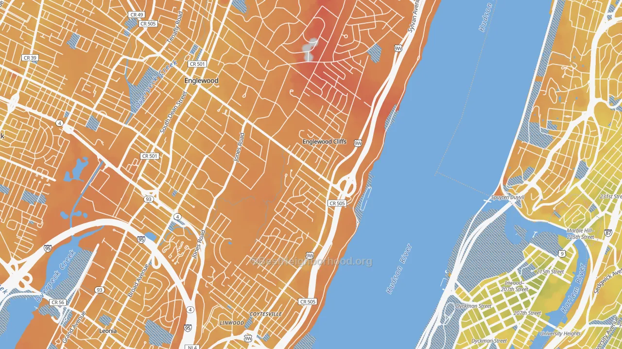 Transit Grade map of Englewood Cliffs, NJ