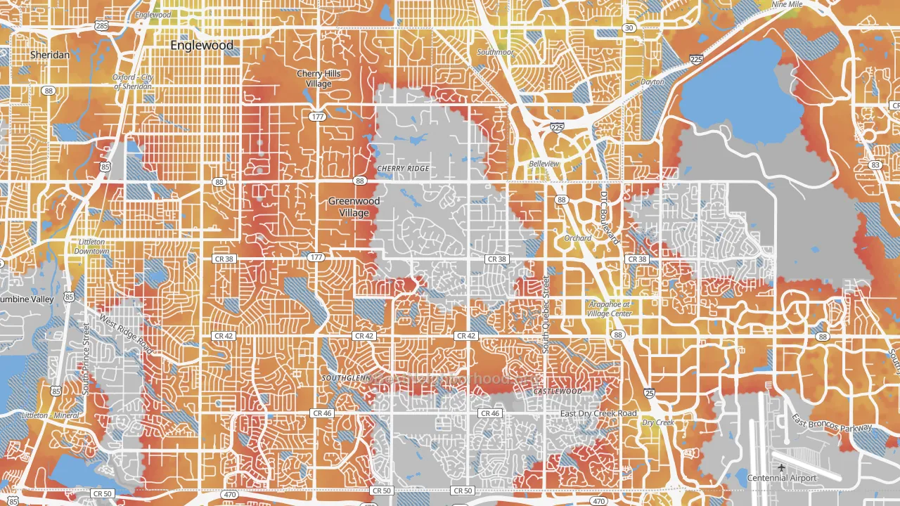 Transit Grade map of Englewood, CO