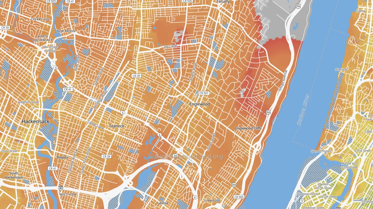 Transit Grade map of Englewood, NJ