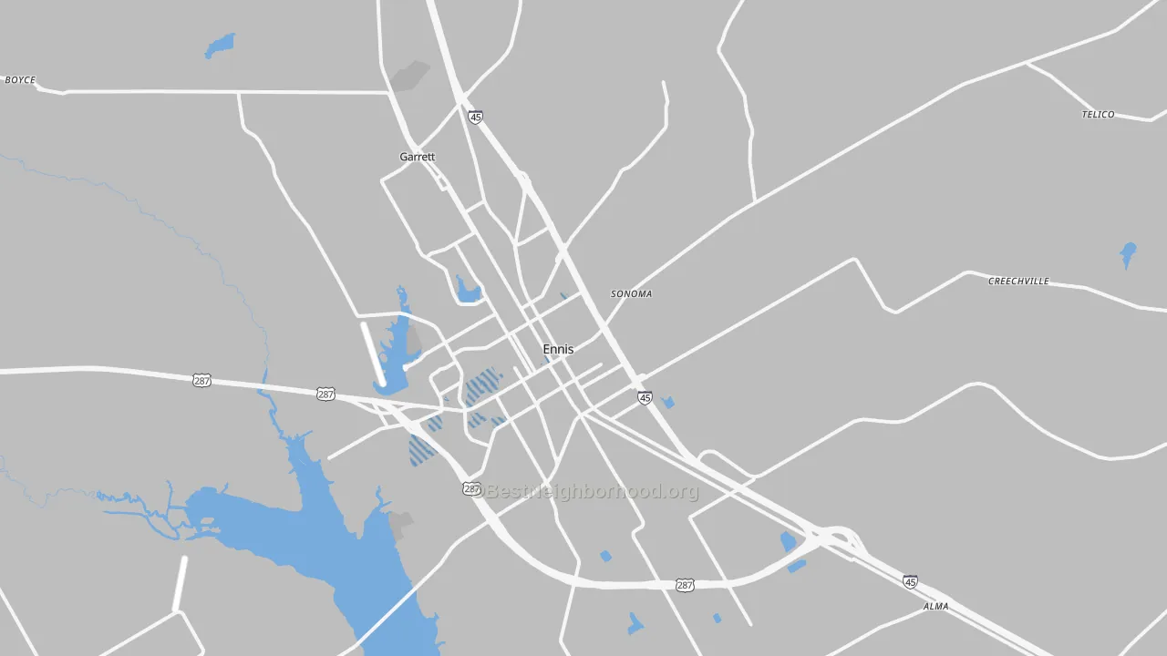 Transit Grade map of Ennis, TX