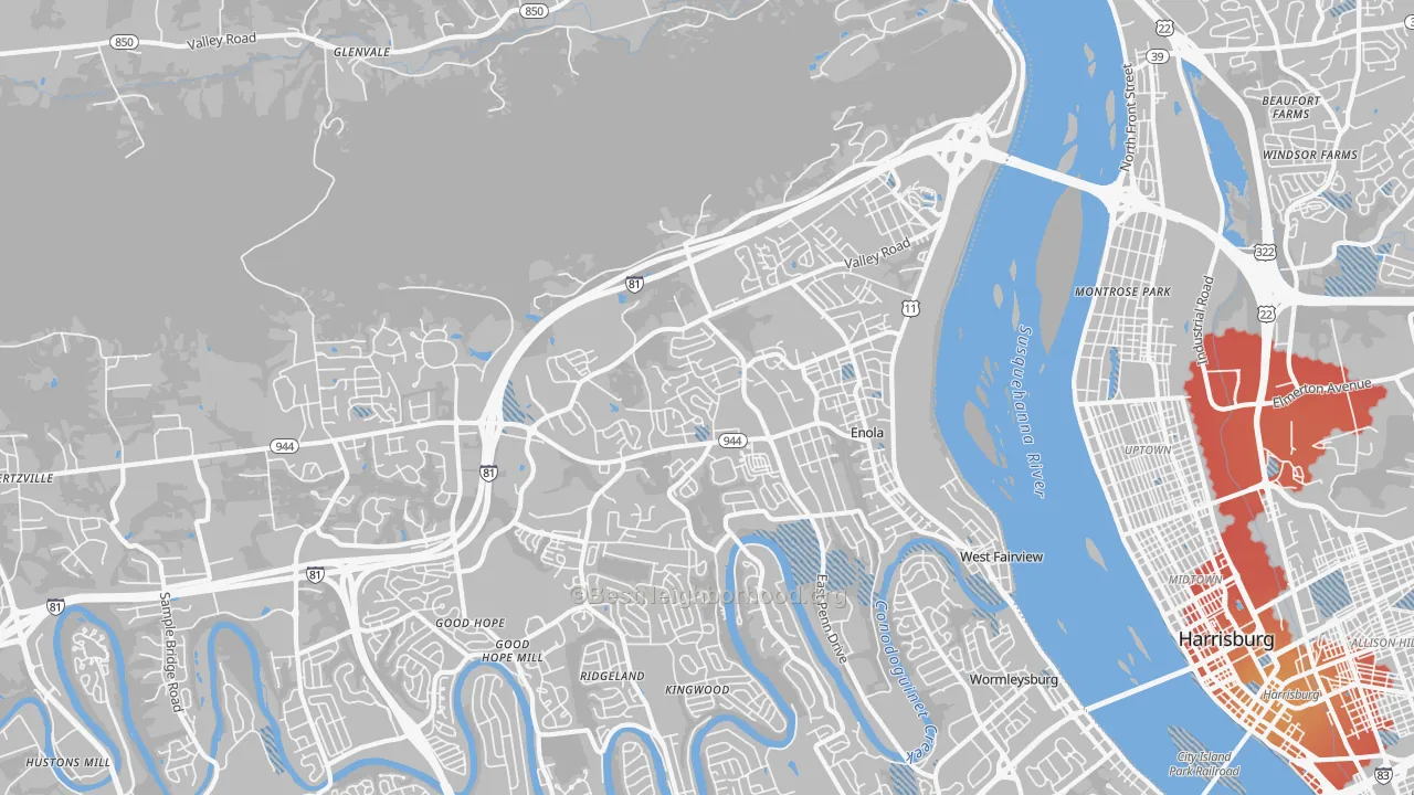 Transit Grade map of Enola, PA