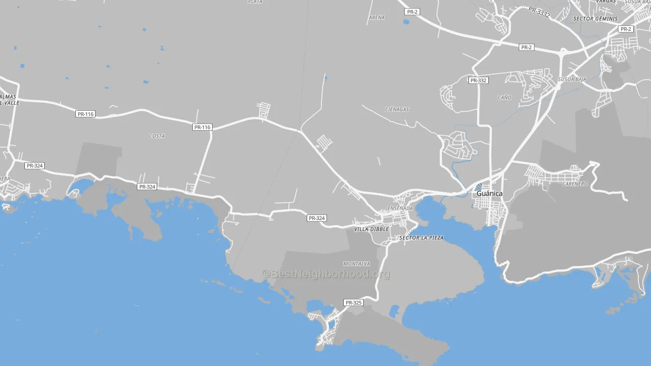Transit Grade map of Ensenada, PR