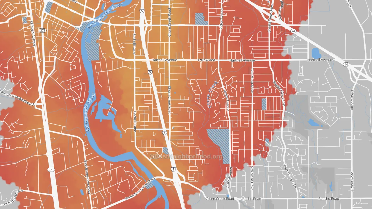 Transit Grade map of Enterprise, Redding, CA