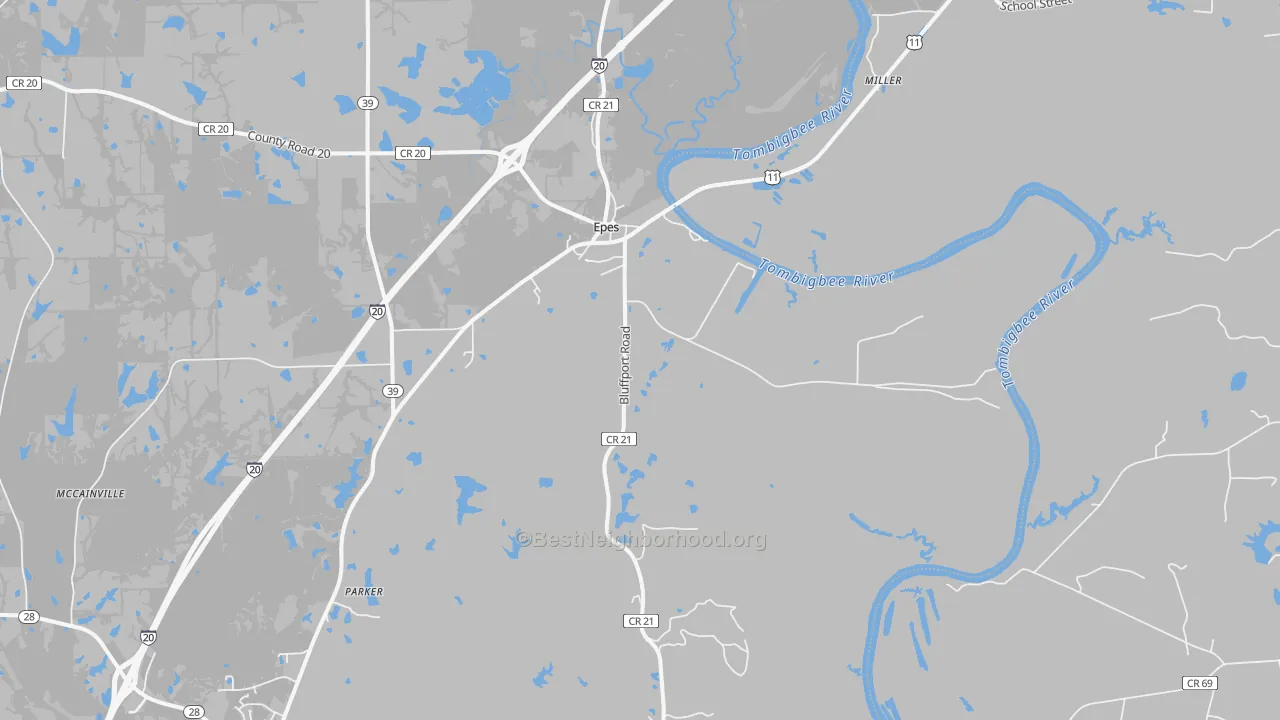 Transit Grade map of Epes, AL